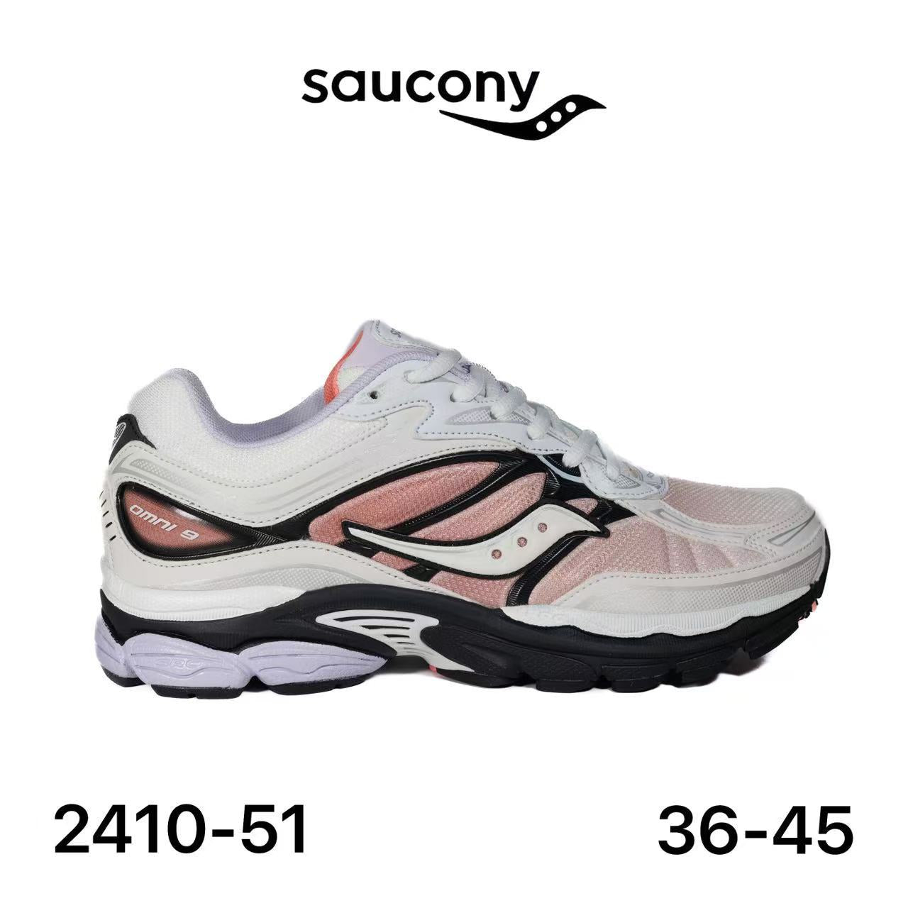 Saucony ProGrid Omni 9 blanc & rose poudré - lot de 12