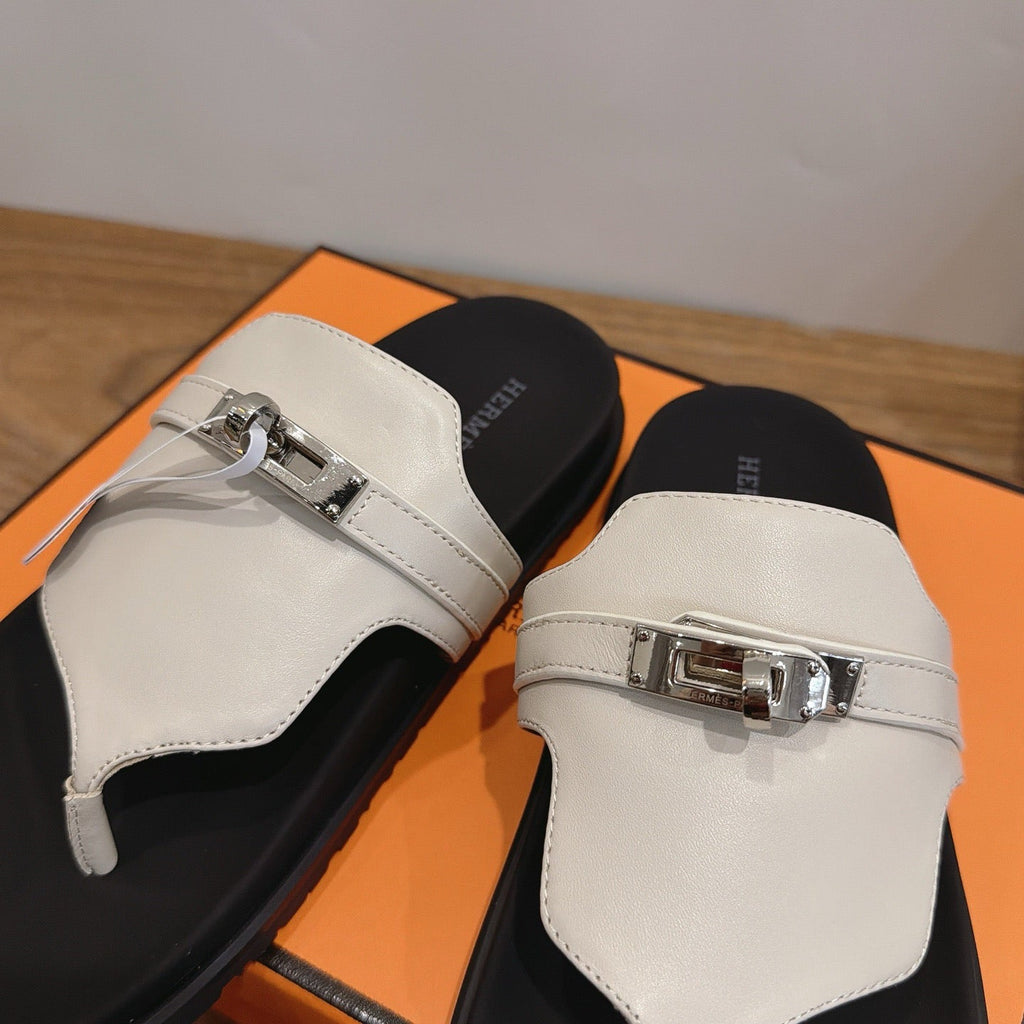 Sandales Hermès Empire - Blanc Nacré