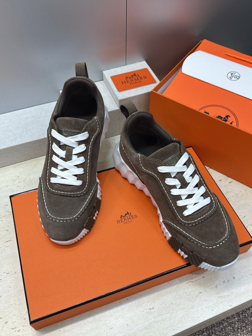 Sneakers Hermès Bouncing - Taupe Foncé
