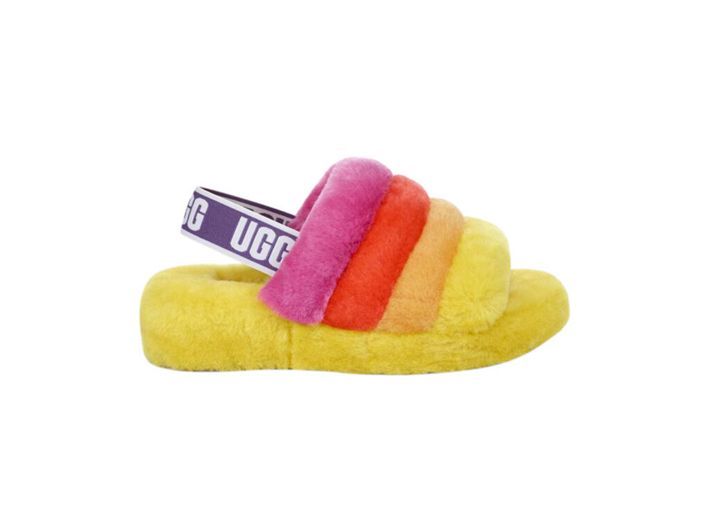 UGG Fluff Yeah Slide Rainbow Yellow