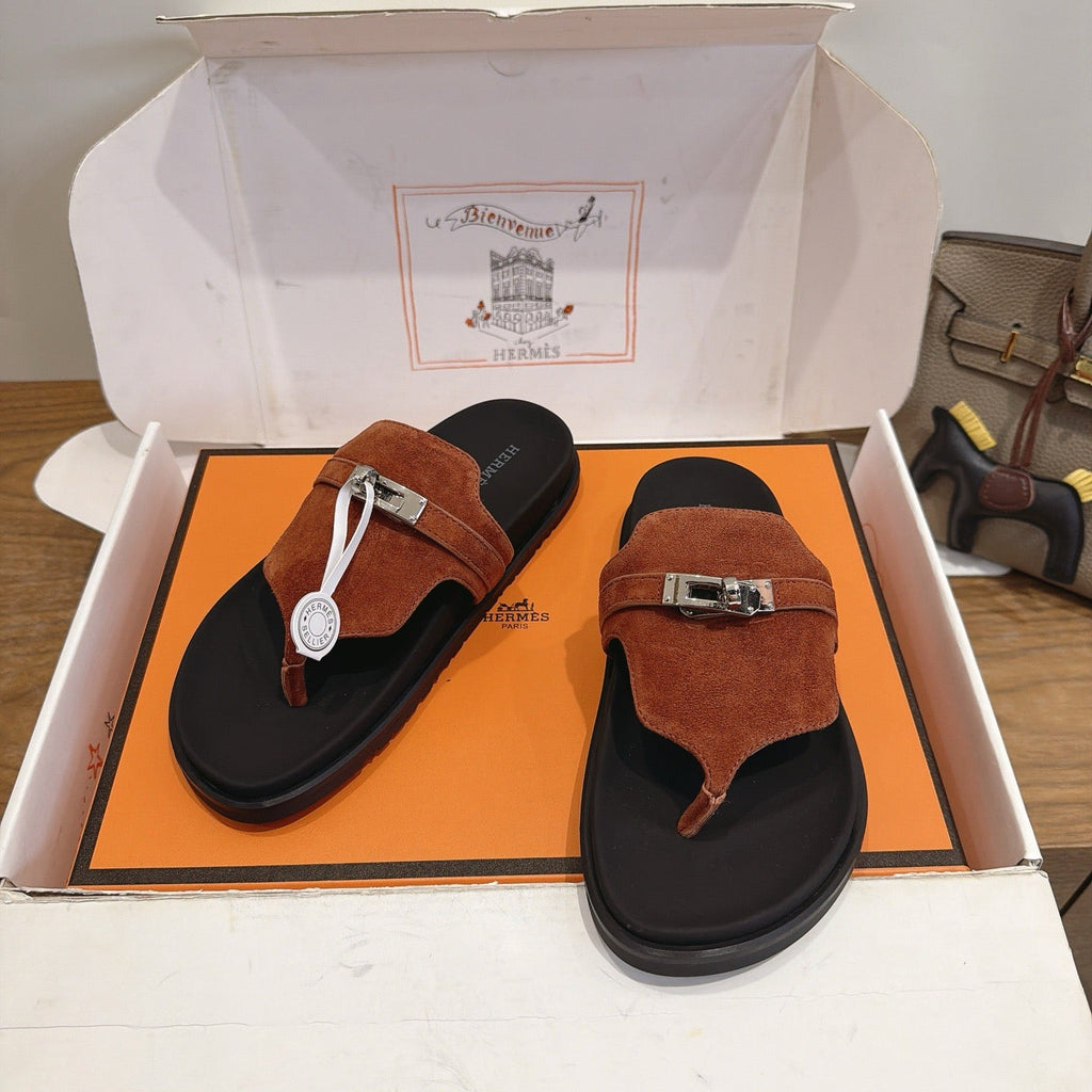 Sandales Hermès Empire - Cognac