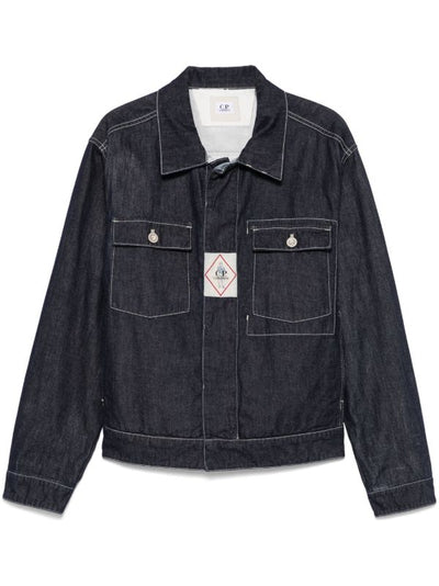 Surchemise C.P. Company bleu oxford - portée profil