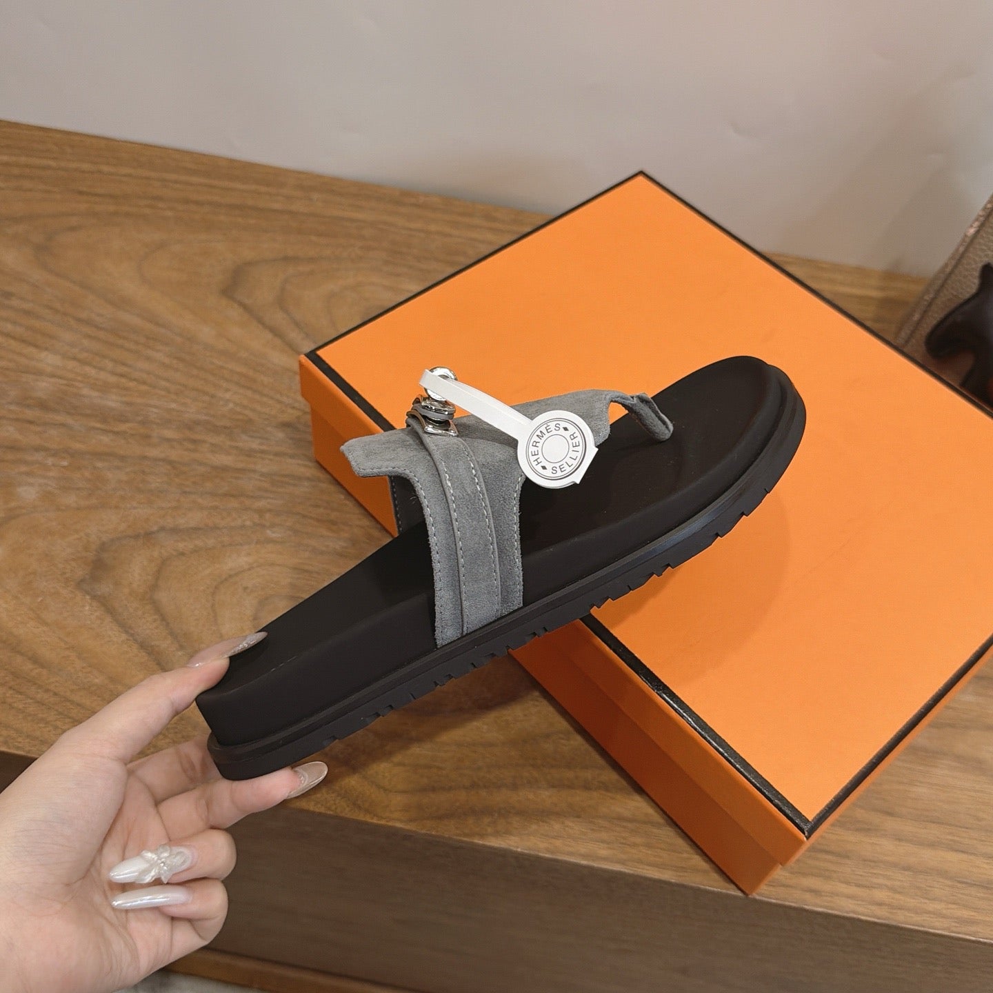 Sandales Hermès Empire - Gris