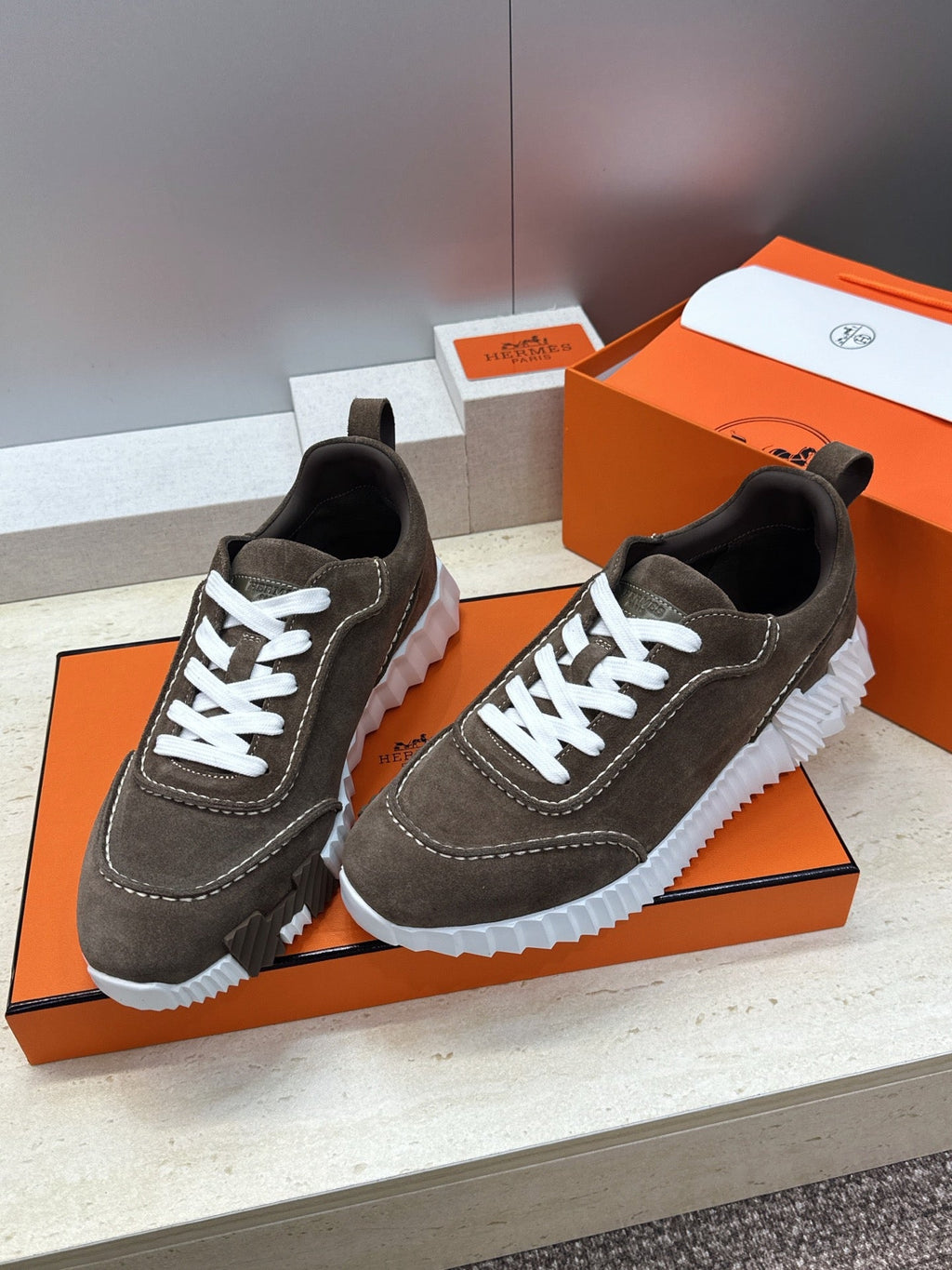 Sneakers Hermès Bouncing - Taupe Foncé
