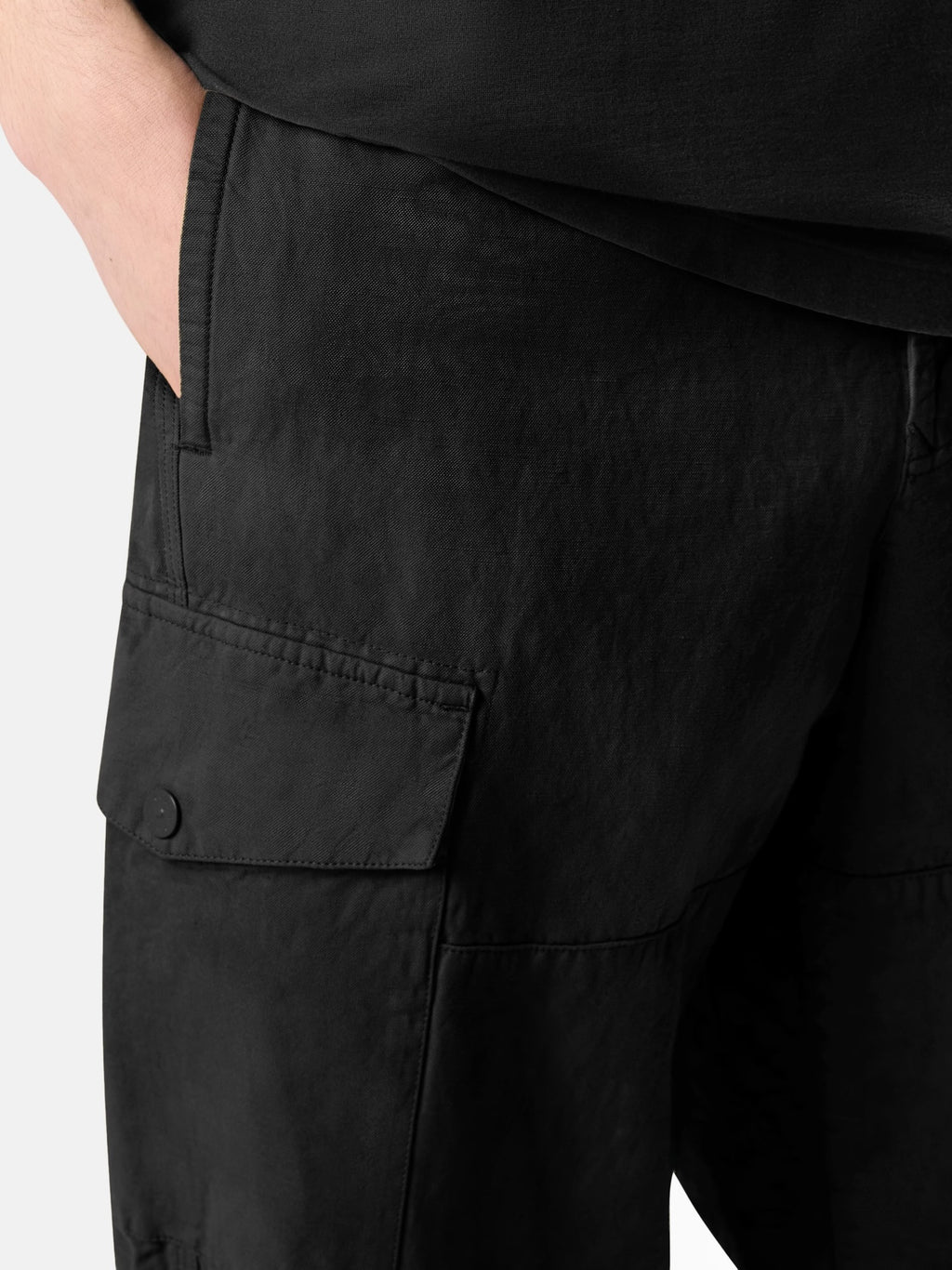 Pantalon cargo Stone Island Ghost noir - détail taille