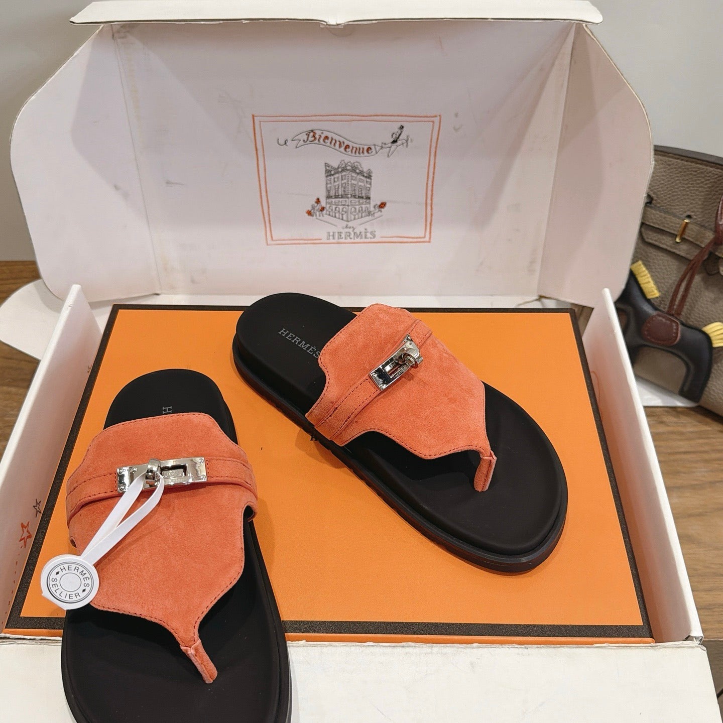 Sandales Hermès Empire - Corail