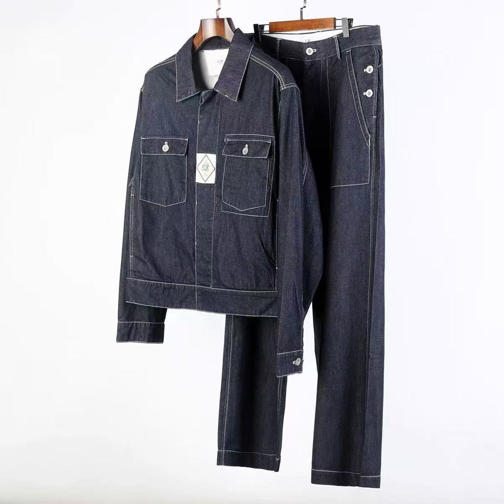 Pantalon C.P. Company bleu oxford - détail poche arrière