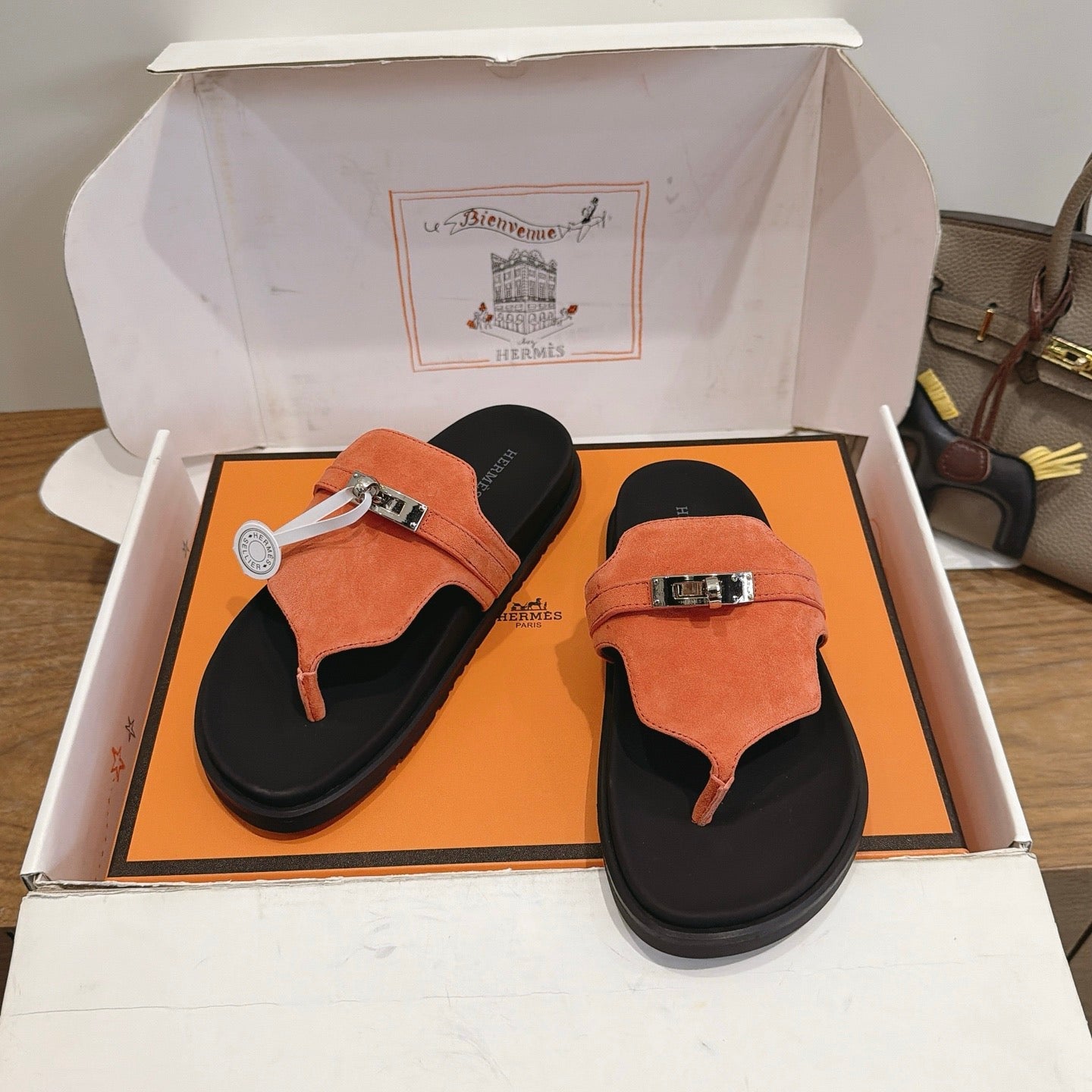 Sandales Hermès Empire - Corail