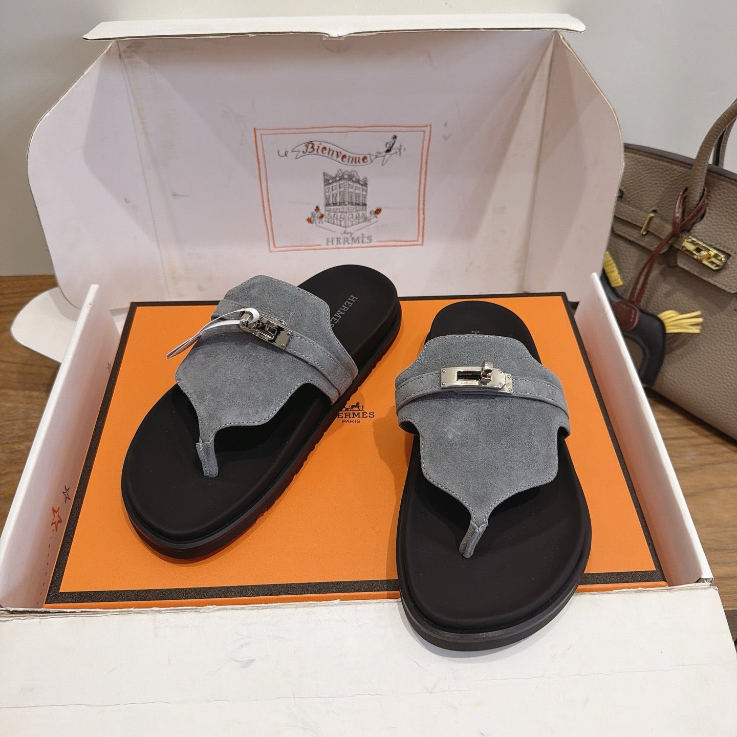 Sandales Hermès Empire - Gris