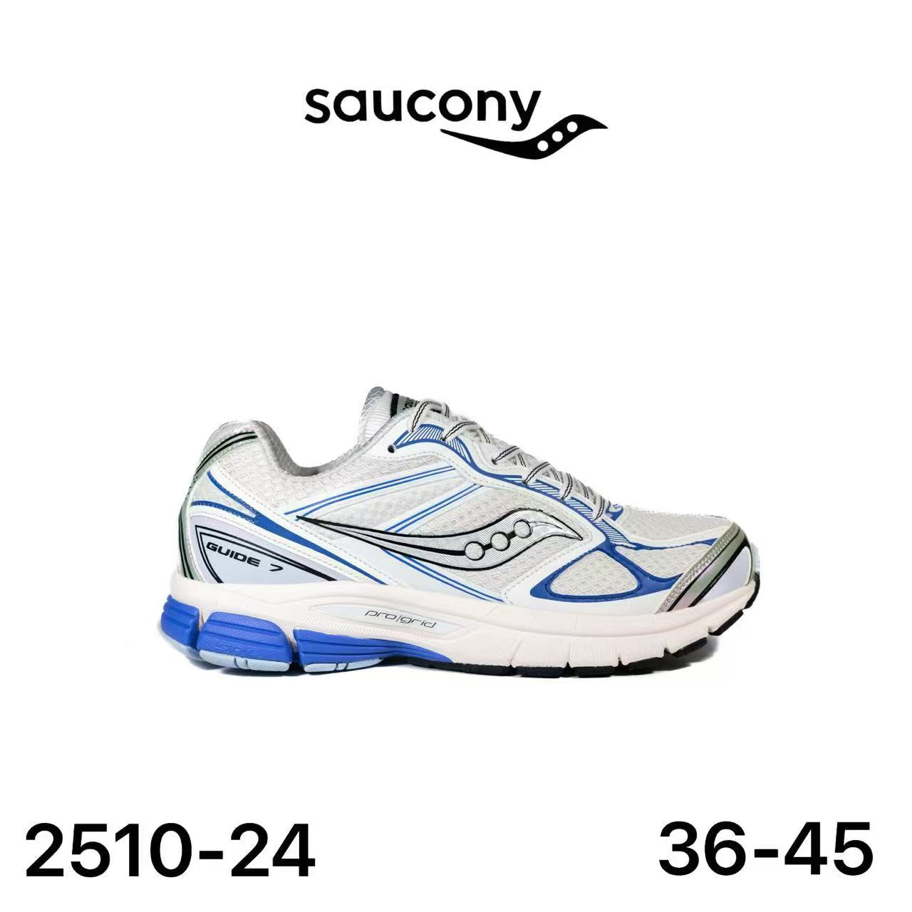 Saucony ProGrid Guide 7 Blanc Bleu Lot de 12