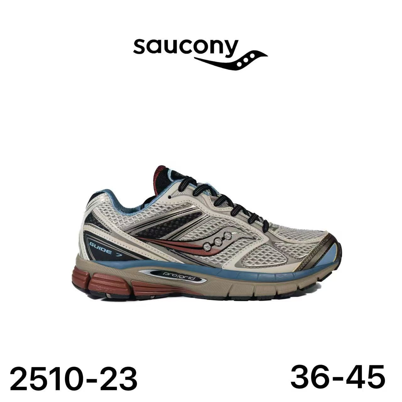 Saucony ProGrid Guide 7 Beige Bleu Rouge Lot de 12