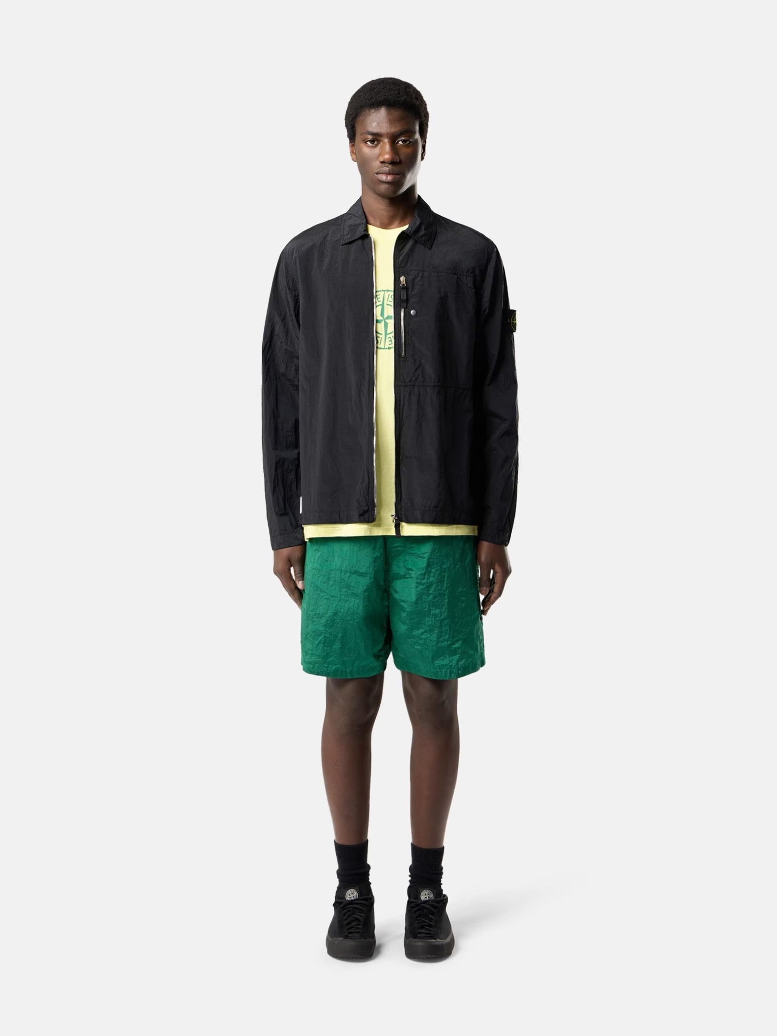 Veste Stone Island Nylon Metal noir - détail glissière portée