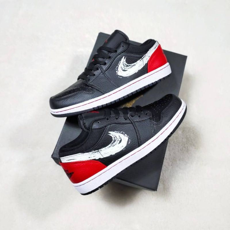 Air Jordan 1 Low Brushstroke Swoosh Black