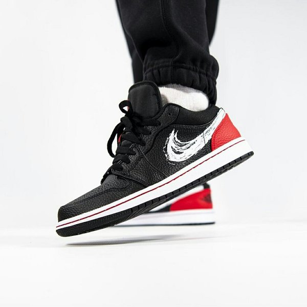Air Jordan 1 Low Brushstroke Swoosh Black